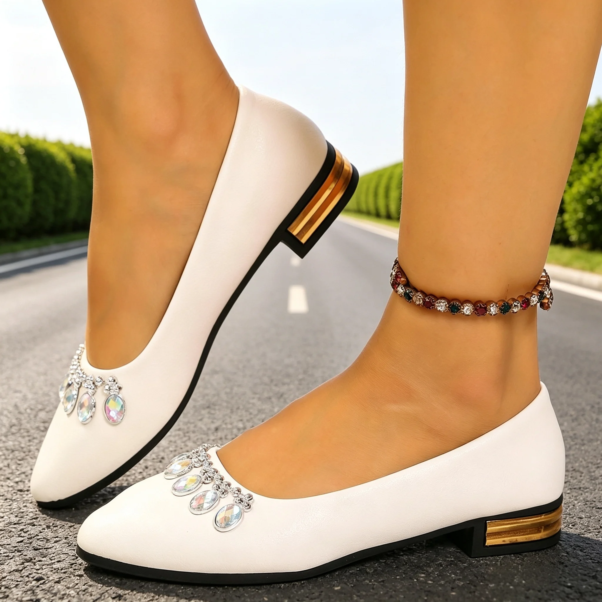 Women'S Shoes - Damskie baleriny z ostrym noskiem, duże